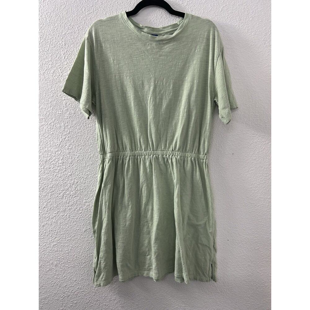 Old Navy Aloe Vera Green L Cinch Waist Short Sleeve Slub Knit TShirt Dress